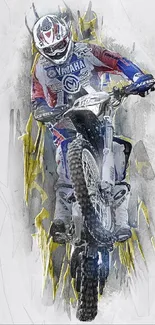 Motorcycle rider in dynamic artistic illustration wallpaper.