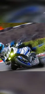 Motorcycle racing with dynamic artistic blur effect.