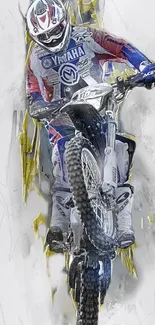 Motorcycle stunt rider in vibrant colors on a dynamic art wallpaper.