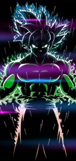 Anime character with neon aura on dark background.