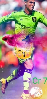 Action-packed neon soccer player wallpaper.