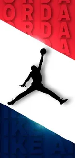 Dynamic Nike Jordan wallpaper in red, white, and blue with Jumpman logo.