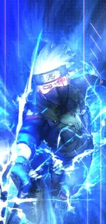 Anime ninja with electric blue lightning.