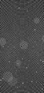 Optical illusion wallpaper with dynamic black and white concentric dot pattern.