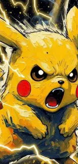 Pikachu with electrifying lightning background