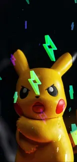 Pikachu with a dark lightning backdrop, striking a pose.