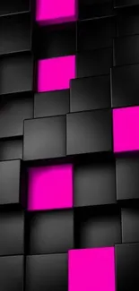 3D black cubes with vivid pink highlights.