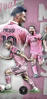 Dynamic pink soccer wallpaper with energy and style for your mobile screen.