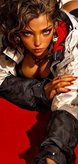Illustration of a poised pool player in vivid colors.