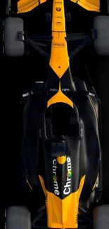 Top view of a dynamic racing car on a black background.