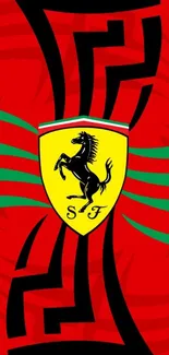 Racing emblem wallpaper in red and black.