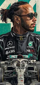 Exhilarating racing driver mobile wallpaper.