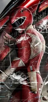 Red action hero wallpaper with dynamic and energetic design.