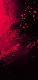 Dynamic abstract red and black wallpaper with splashes and swirls.