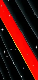 Red stripe on black background with stars wallpaper.