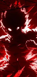 Dynamic red anime silhouette with intense visual impact.