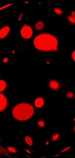 Dynamic red circles on black background wallpaper.