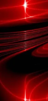 Dynamic red neon waves and glowing lines wallpaper.