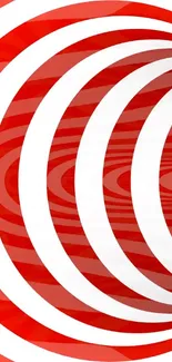 Dynamic mobile wallpaper with red and white spiral design.