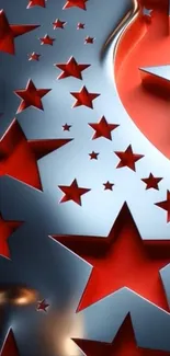 Red stars on metallic background mobile wallpaper.