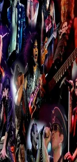 Collage of vibrant rock band performing live on stage.