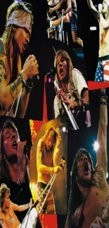 Collage of dynamic rock concert performance images.