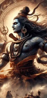 Vibrant depiction of Lord Shiva in dynamic, detailed art style.