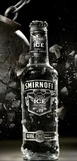 Smirnoff Ice bottle with dynamic ice explosion effect.