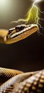 Close-up of a snake with striking lightning effect in a wallpaper.