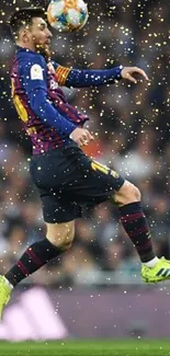 Soccer player in action during a match.