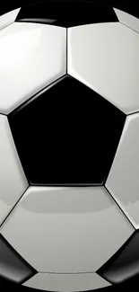 Realistic soccer ball mobile phone wallpaper design in black and white.