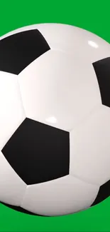 Black and white soccer ball on a green background wallpaper.