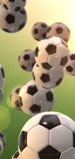 Dynamic soccer balls in a vibrant sunny scene.