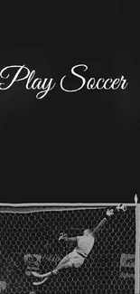 Black and white soccer wallpaper featuring a goalkeeper making a save.