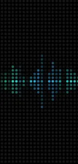 Colorful digital sound wave on black background.