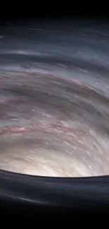 Mobile wallpaper of a swirling space vortex in dark cosmic colors.