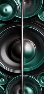Dynamic teal speaker art design wallpaper.
