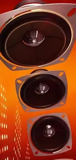 Vibrant orange speaker cones mobile wallpaper.