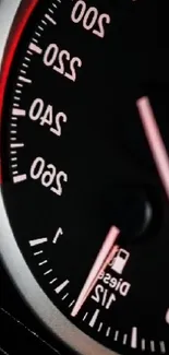 Close-up of a dynamic speedometer with vibrant colors.