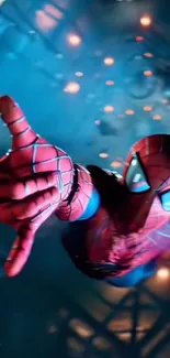 Vibrant Spider-Man reaching out in a dynamic, action-packed scene.