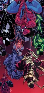 Spider-Man wallpaper featuring multiple versions and costumes.