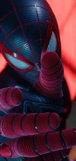 Spider-Man in dynamic red and blue suit, reaching forward intensely.