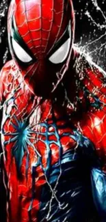 Dynamic Spider-Man comic wallpaper with red and blue suit.