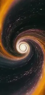 Mobile wallpaper featuring a dynamic orange and black spiral vortex.