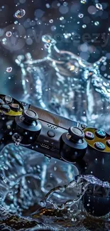 Dynamic gaming controller with water splash effect.