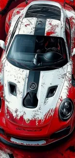 Red and white sports car with sleek design
