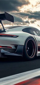 Dynamic sports car racing on the road.