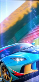 Vibrant sports car racing wallpaper with dynamic design.