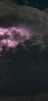 Dynamic storm clouds with lightning at night.