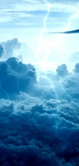 Blue lightning storm wallpaper with dynamic clouds.